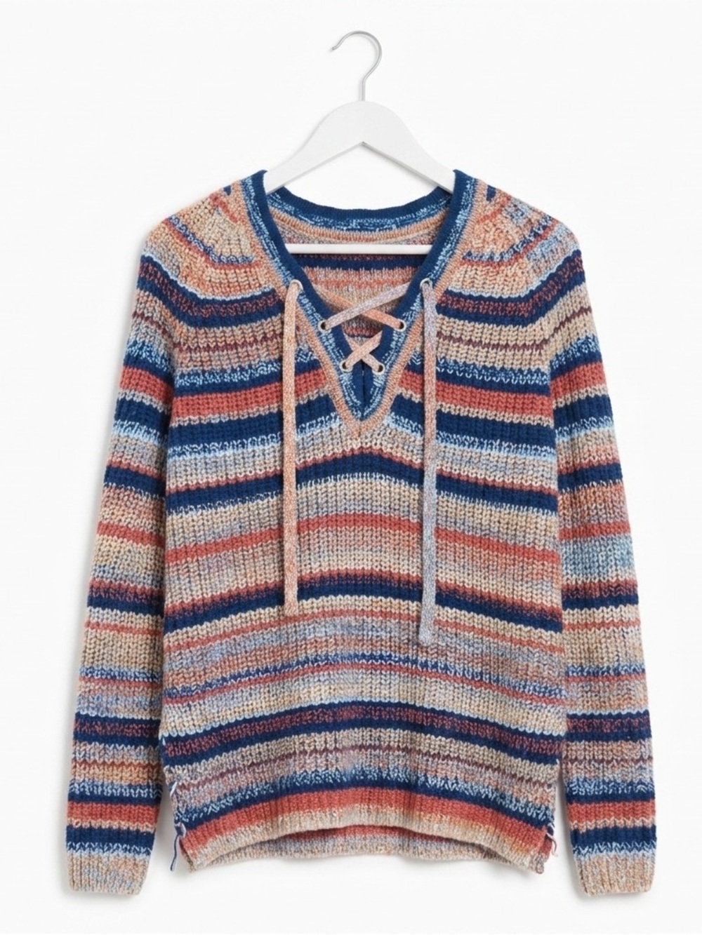 Rebecca Minkoff Striped Lace-Up V-Neck